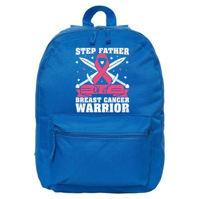 Pink Ribbon Step Father Of A Breast Cancer Warrior Gift 16 in Basic Backpack