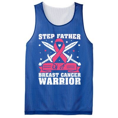 Pink Ribbon Step Father Of A Breast Cancer Warrior Gift Mesh Reversible Basketball Jersey Tank