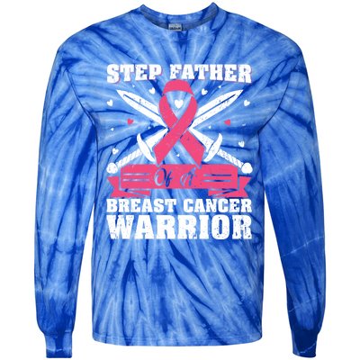 Pink Ribbon Step Father Of A Breast Cancer Warrior Gift Tie-Dye Long Sleeve Shirt