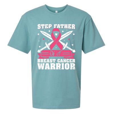 Pink Ribbon Step Father Of A Breast Cancer Warrior Gift Sueded Cloud Jersey T-Shirt