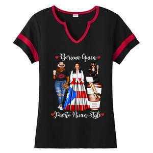 Puerto Rican Style Boricua Queen Mom Puerto Rico Gift Ladies Halftime Notch Neck Tee