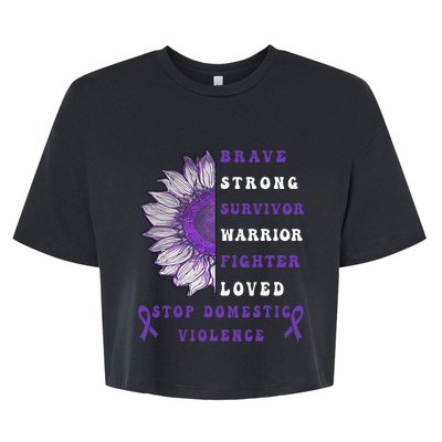 Purple Ribbon Support Survivors Domestic Violence Awareness Bella+Canvas Jersey Crop Tee