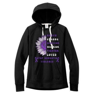 Purple Ribbon Support Survivors Domestic Violence Awareness Women's Fleece Hoodie