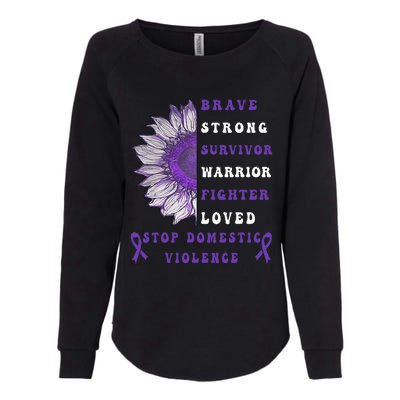 Purple Ribbon Support Survivors Domestic Violence Awareness Womens California Wash Sweatshirt