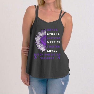 Purple Ribbon Support Survivors Domestic Violence Awareness Women's Strappy Tank