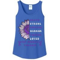 Purple Ribbon Support Survivors Domestic Violence Awareness Ladies Essential Tank