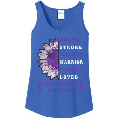 Purple Ribbon Support Survivors Domestic Violence Awareness Ladies Essential Tank