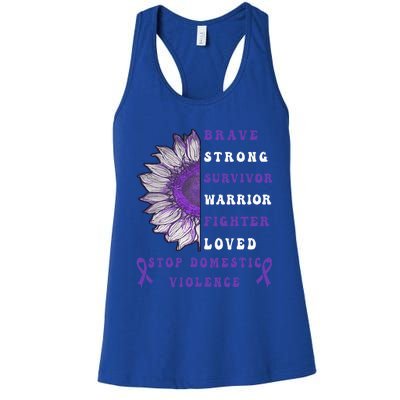 Purple Ribbon Support Survivors Domestic Violence Awareness Women's Racerback Tank