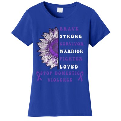 Purple Ribbon Support Survivors Domestic Violence Awareness Women's T-Shirt