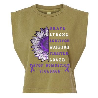 Purple Ribbon Support Survivors Domestic Violence Awareness Garment-Dyed Women's Muscle Tee