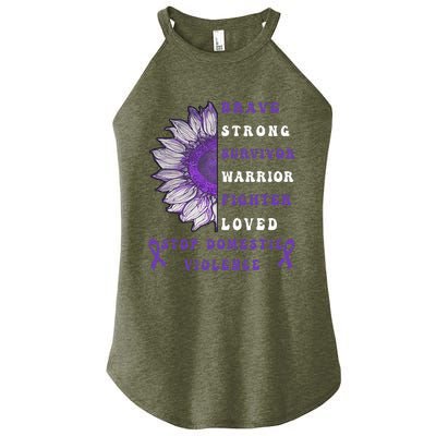 Purple Ribbon Support Survivors Domestic Violence Awareness Women's Perfect Tri Rocker Tank