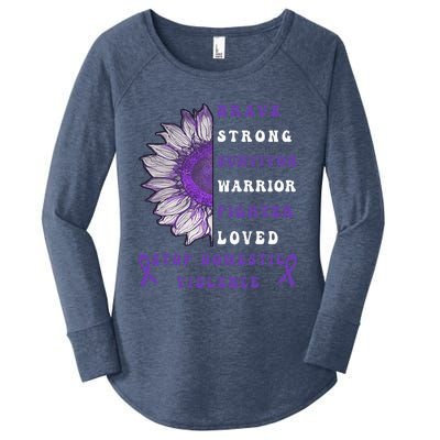 Purple Ribbon Support Survivors Domestic Violence Awareness Women's Perfect Tri Tunic Long Sleeve Shirt