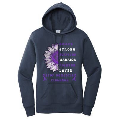 Purple Ribbon Support Survivors Domestic Violence Awareness Women's Pullover Hoodie