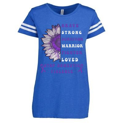 Purple Ribbon Support Survivors Domestic Violence Awareness Enza Ladies Jersey Football T-Shirt