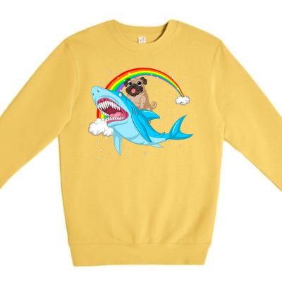 Pug Riding Shark Premium Crewneck Sweatshirt