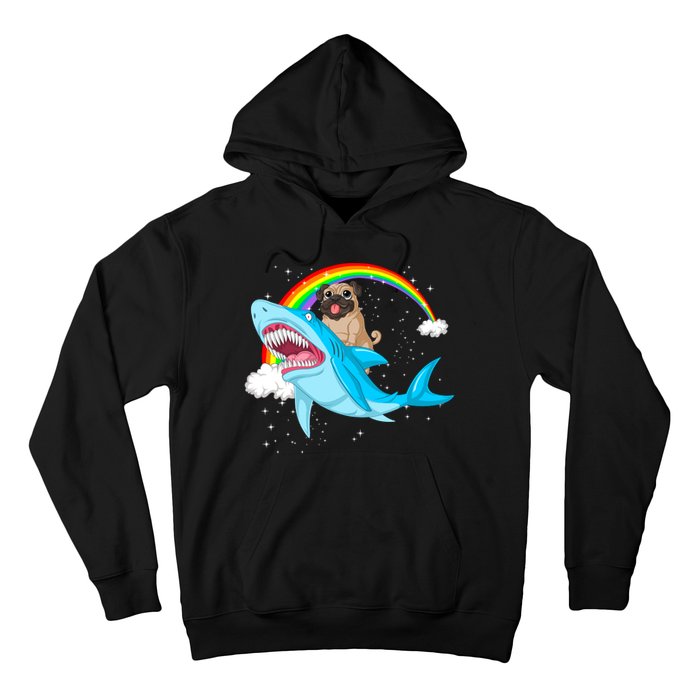 Pug Riding Shark Hoodie