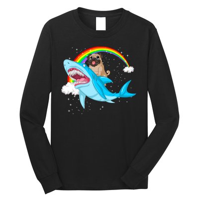 Pug Riding Shark Long Sleeve Shirt