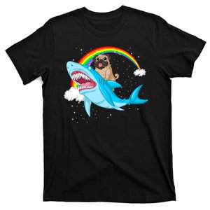 Pug Riding Shark T-Shirt