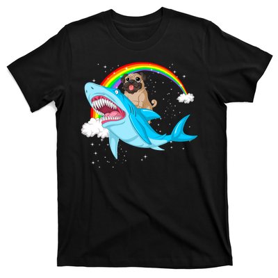 Pug Riding Shark T-Shirt