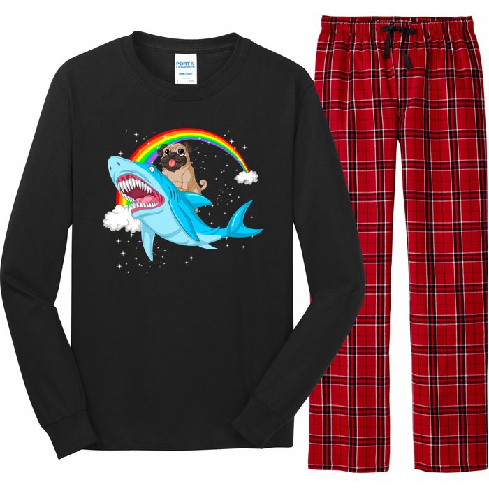 Pug Riding Shark Long Sleeve Pajama Set