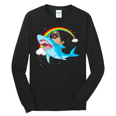 Pug Riding Shark Tall Long Sleeve T-Shirt