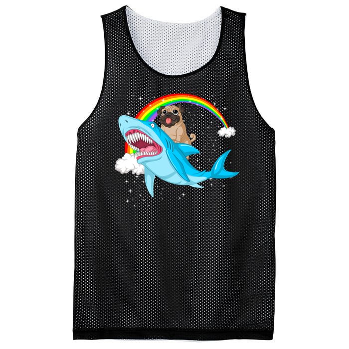 Pug Riding Shark Mesh Reversible Basketball Jersey Tank