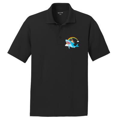 Pug Riding Shark PosiCharge RacerMesh Polo