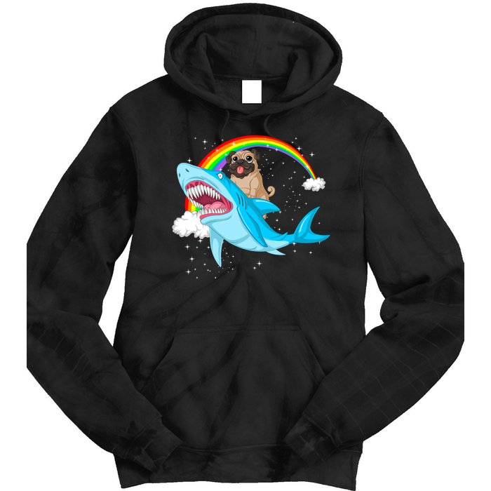 Pug Riding Shark Tie Dye Hoodie