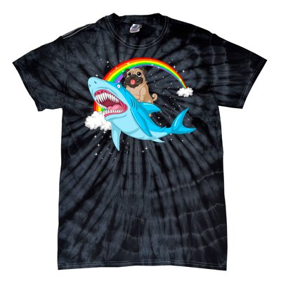 Pug Riding Shark Tie-Dye T-Shirt