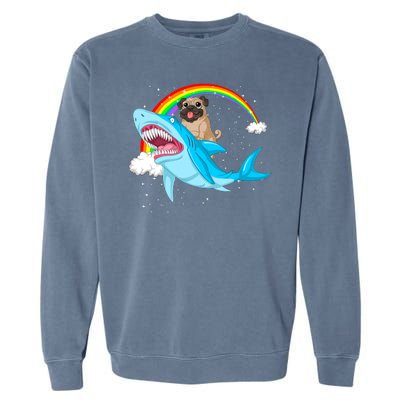 Pug Riding Shark Garment-Dyed Sweatshirt