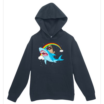 Pug Riding Shark Urban Pullover Hoodie