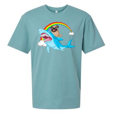 Pug Riding Shark Sueded Cloud Jersey T-Shirt