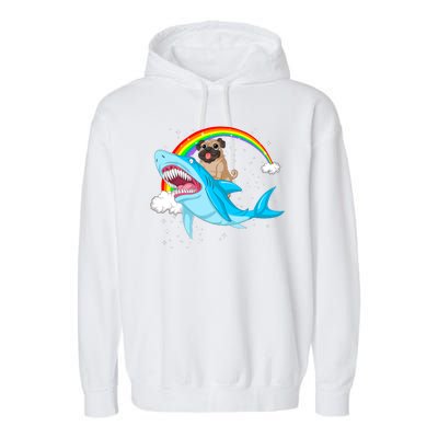 Pug Riding Shark Garment-Dyed Fleece Hoodie