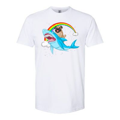 Pug Riding Shark Softstyle CVC T-Shirt