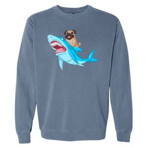 Pug Riding Shark Garment-Dyed Sweatshirt