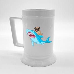 Pug Riding Shark Beer Stein