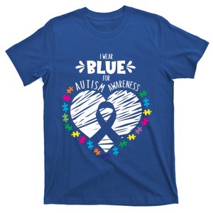 Puzzle Ribbon Support I Wear Blue Autism Awareness Cute Gift T-Shirt