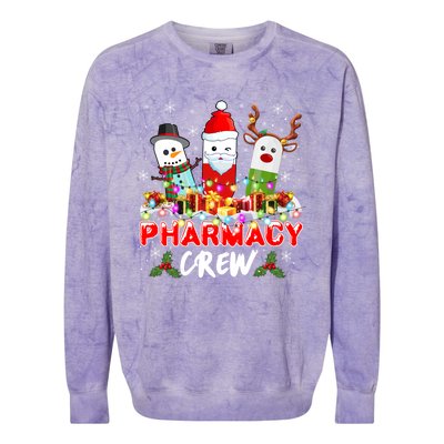 Pill Reindeer Santa Claus Pharmacy Crew Christmas Pharmacist Gift Colorblast Crewneck Sweatshirt