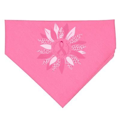 Pink Ribbon Sunflower Breast Cancer Awareness Warrior Gift USA-Made Doggie Bandana