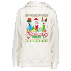 Pills Reindeer Santa Elf Pharmacy Crew Pharmacist Christmas Funny Gift Womens Funnel Neck Pullover Hood