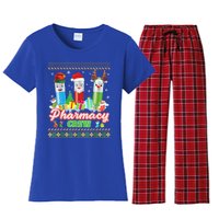 Pills Reindeer Santa Elf Pharmacy Crew Pharmacist Christmas Funny Gift Women's Flannel Pajama Set