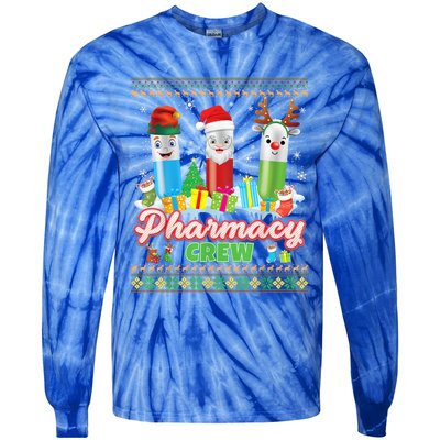 Pills Reindeer Santa Elf Pharmacy Crew Pharmacist Christmas Funny Gift Tie-Dye Long Sleeve Shirt