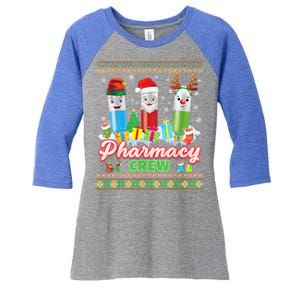 Pills Reindeer Santa Elf Pharmacy Crew Pharmacist Christmas Funny Gift Women's Tri-Blend 3/4-Sleeve Raglan Shirt