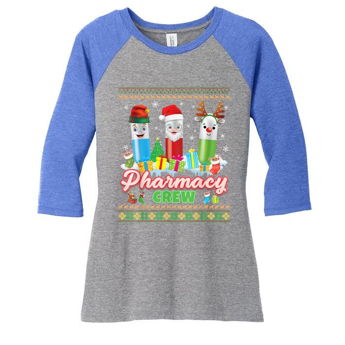 Pills Reindeer Santa Elf Pharmacy Crew Pharmacist Christmas Funny Gift Women's Tri-Blend 3/4-Sleeve Raglan Shirt