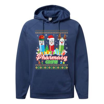 Pills Reindeer Santa Elf Pharmacy Crew Pharmacist Christmas Funny Gift Performance Fleece Hoodie