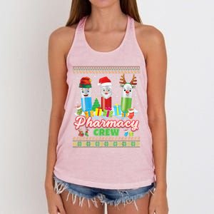 Pills Reindeer Santa Elf Pharmacy Crew Pharmacist Christmas Funny Gift Women's Knotted Racerback Tank