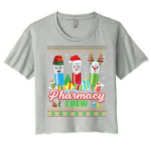 Pills Reindeer Santa Elf Pharmacy Crew Pharmacist Christmas Funny Gift Women's Crop Top Tee