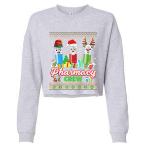 Pills Reindeer Santa Elf Pharmacy Crew Pharmacist Christmas Funny Gift Cropped Pullover Crew