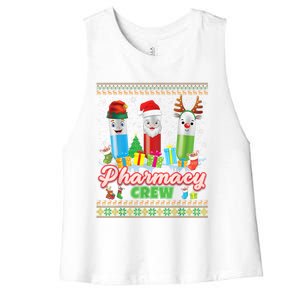 Pills Reindeer Santa Elf Pharmacy Crew Pharmacist Christmas Funny Gift Women's Racerback Cropped Tank