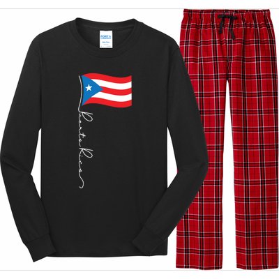 Puerto Rico Signature Flag Pole Gift Patriotic Puerto Rican Funny Gift Long Sleeve Pajama Set